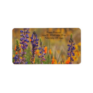 Etiqueta Blue Desert Lupine Flowers Orange Poppies endereç