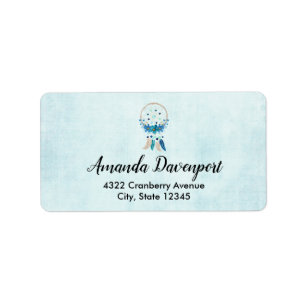 Etiqueta Blue Dreamcatcher Na moda Boho Design