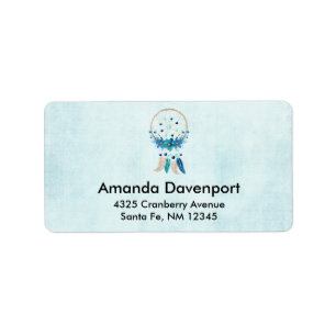 Etiqueta Blue Dreamcatcher Na moda Boho Design