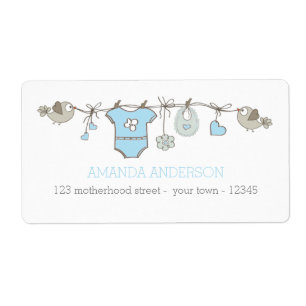 Etiqueta Blue elegant baby boy clothes announcement