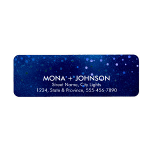 Etiqueta Blue Glitter Sparkle Confetti Dots Modern