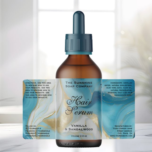 Etiqueta Blue Gold Foil Cosmetics or Dropper Bottle Label (Criador carregado)