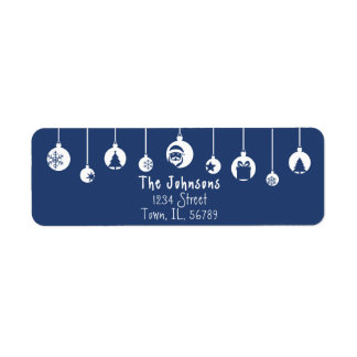 Etiqueta Blue Hanging Ornament Return Address Label