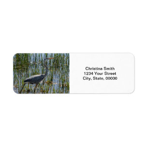 Etiqueta Blue Heron Bird Personalizar Endereço de Retorno