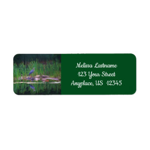 Etiqueta Blue Heron Reflete Pintura Animal