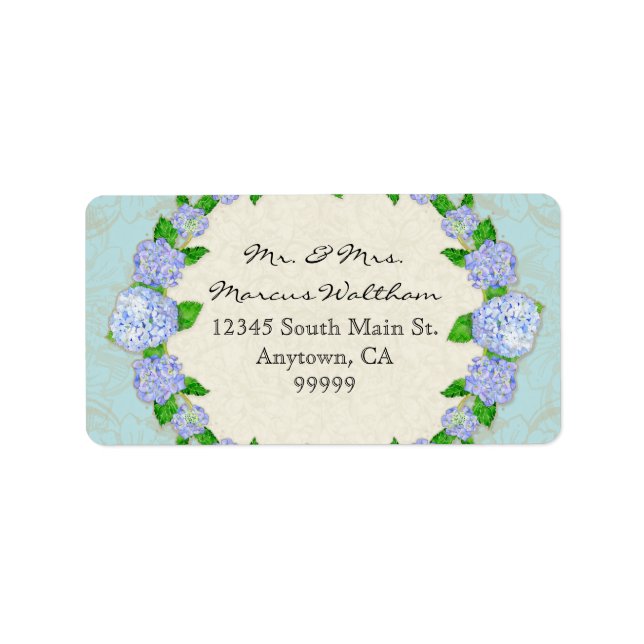 Etiqueta Blue Hydrangea Lace Floral Formal Business (Frente)