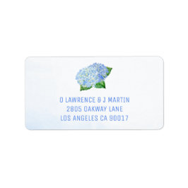 Etiqueta Blue Hydrangeas Watercolor