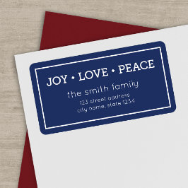 Etiqueta Blue Joy Love Peace Modern Holiday Endereço