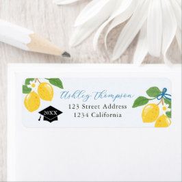 Etiqueta Blue Lemon Citrus Graduation Party Label