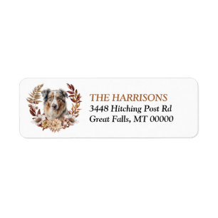 Etiqueta Blue Merle australiano Shepherd Dog Autumn Wreath