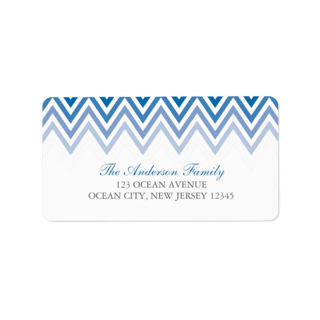 Etiqueta Blue Ombre Chevrons (Frente)