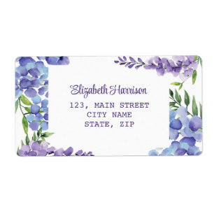 Etiqueta Blue Purple Wisteria Floral Return Address