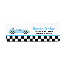 Etiqueta Blue Racecar Racecar Vintage Race Car Endereço