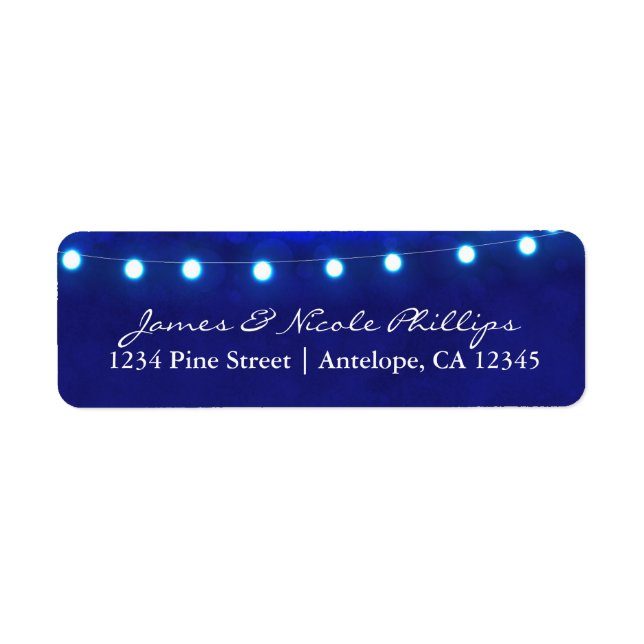 Etiqueta Blue Rustic Night String Lights (Frente)