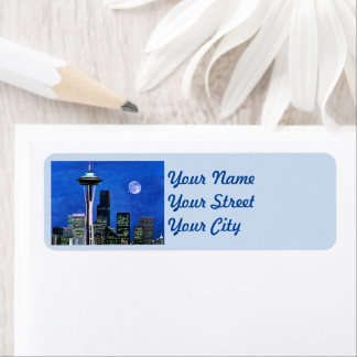 Etiqueta Blue Seattle Skyline