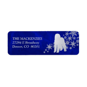 Etiqueta Blue Winter Labradoodle Dog Return Address