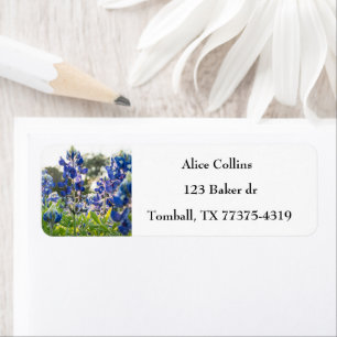 Etiqueta Bluebonnets Flores Estaduais do Texas Lupine