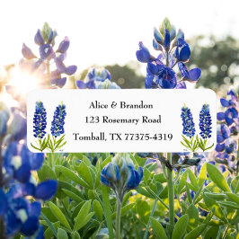 Etiqueta Bluebonnets Texas State Flowers Lupine Watercolor