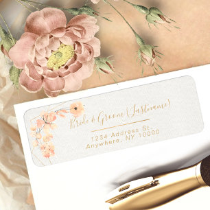 Etiqueta Blush & Blooms Watercolor Floral & Dourado Retorno