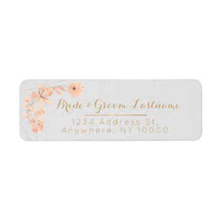 Etiqueta Blush & Blooms Watercolor Floral & Dourado Retorno