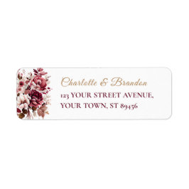 Etiqueta Blush Burgundy Flora Modern Wedn Return Endereço