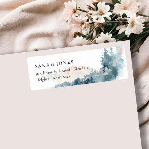 ETIQUETA BLUSH DUSKY BLUE MOUNTAINS PINE ADDRESS LABEL