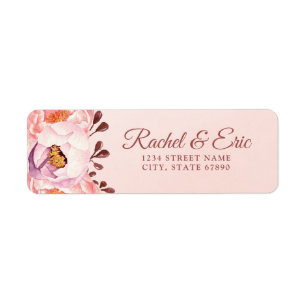 Etiqueta Blush Floral Personalizado Endereço de Devolução d