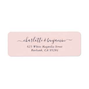 Etiqueta Blush Pink Navy Blue Modern Wedding Return Address