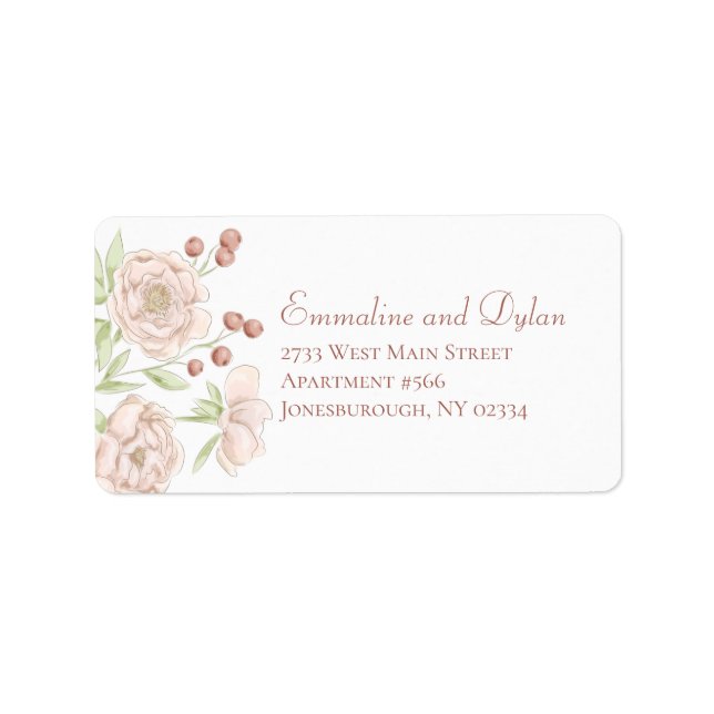 Etiqueta Blush Pink Rose Wedding Address Labels (Frente)