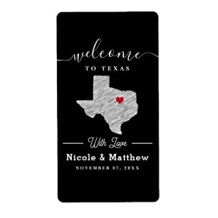 Etiqueta Boas-vindas ao Mapa Minimalista do Texas