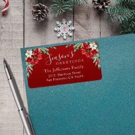 Etiqueta Boas-vindas da temporada Poinsettia Red Christmas