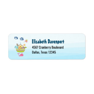 Etiqueta Boca-branca com borboleta e baleia