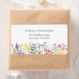 Etiqueta Boho Aquarela Floral de Flores Silvestres 