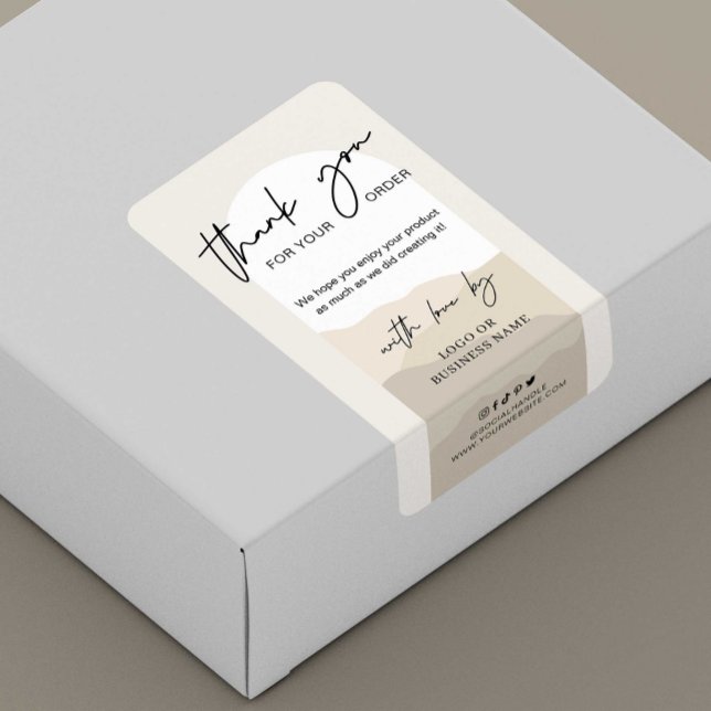 Etiqueta Boho Arch Neutral Monograma Caixa comercial (Criador carregado)