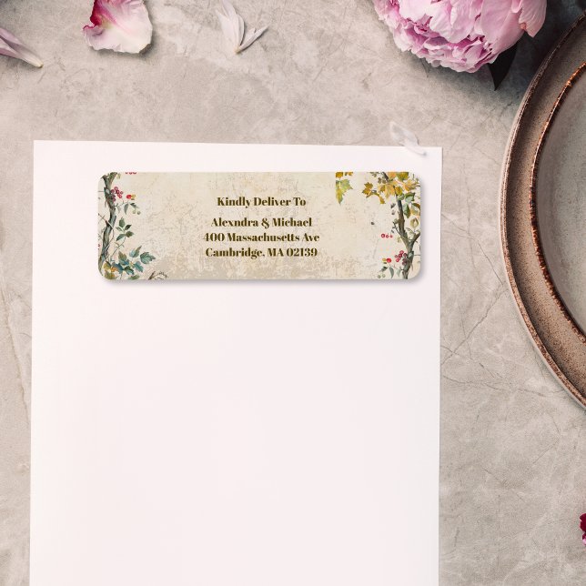 Etiqueta Boho Autumn Wildflower Botanical Weding (Criador carregado)