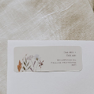 Etiqueta Boho Autumn Wildflower Simple Beige Return Address