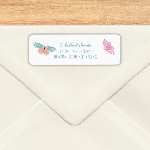 Etiqueta Boho Belas Borboletas Florais