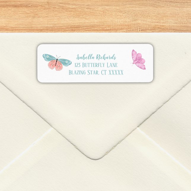 Etiqueta Boho Belas Borboletas Florais (Criador carregado)