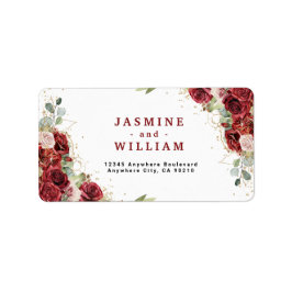 Etiqueta Boho Blush Burgundy Casamento Geométrico Dourado F