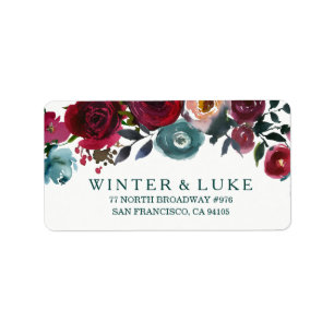 Etiqueta Boho Bordo Burgundy Red Flowers Endereço De Casame