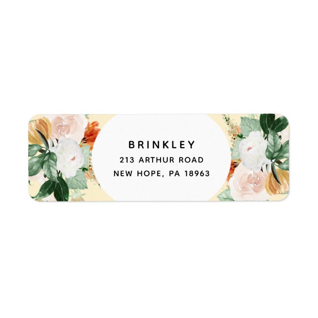 Etiqueta Boho Botânico Pastel Amarelo Floral Endereço (Frente)