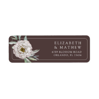 Etiqueta Boho Brown & White Floral Wedding Label