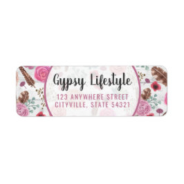 Etiqueta Boho Chic Rustic Feather Arrow Pink Return Address