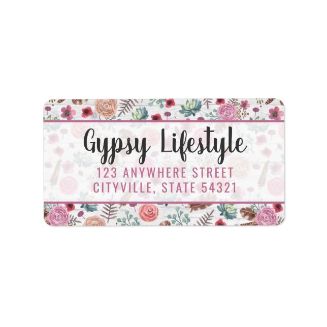 Etiqueta Boho Chic Rústico Flecha de Pena Aquarela Boêmio (Frente)