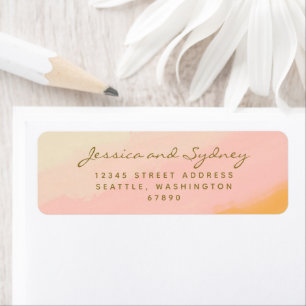 Etiqueta Boho Chic Watercolor Pink e Casamento Amarelo