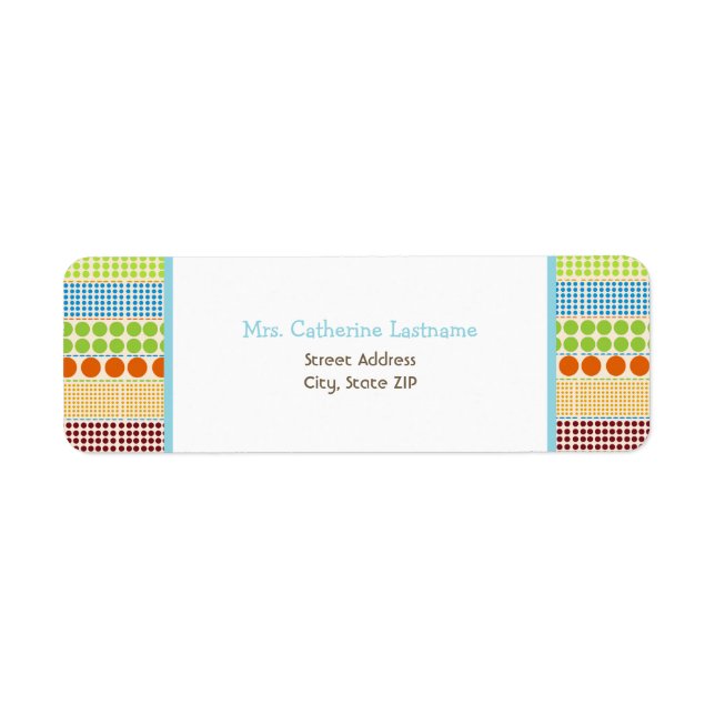 Etiqueta Boho Dots & Blue Address Label Sticker (Frente)