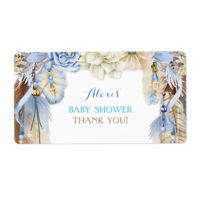 Etiqueta Boho Dream Catcher Water Bottle Gift Obrigado (Frente)