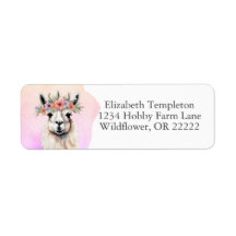 Boho Floral Llama Wildflores Endereço de Devolução