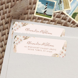 Etiqueta Boho Floral Pampas Grass Endereço de Devolução