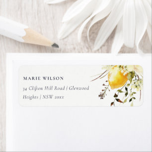 Etiqueta Boho Lemon Yellow Watercolor Endereço
